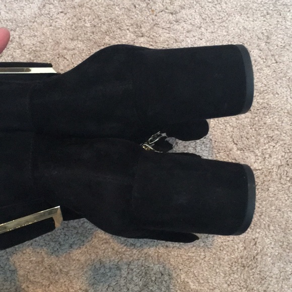 Louise et Cie black suede, gold buckle booties - Picture 2 of 5